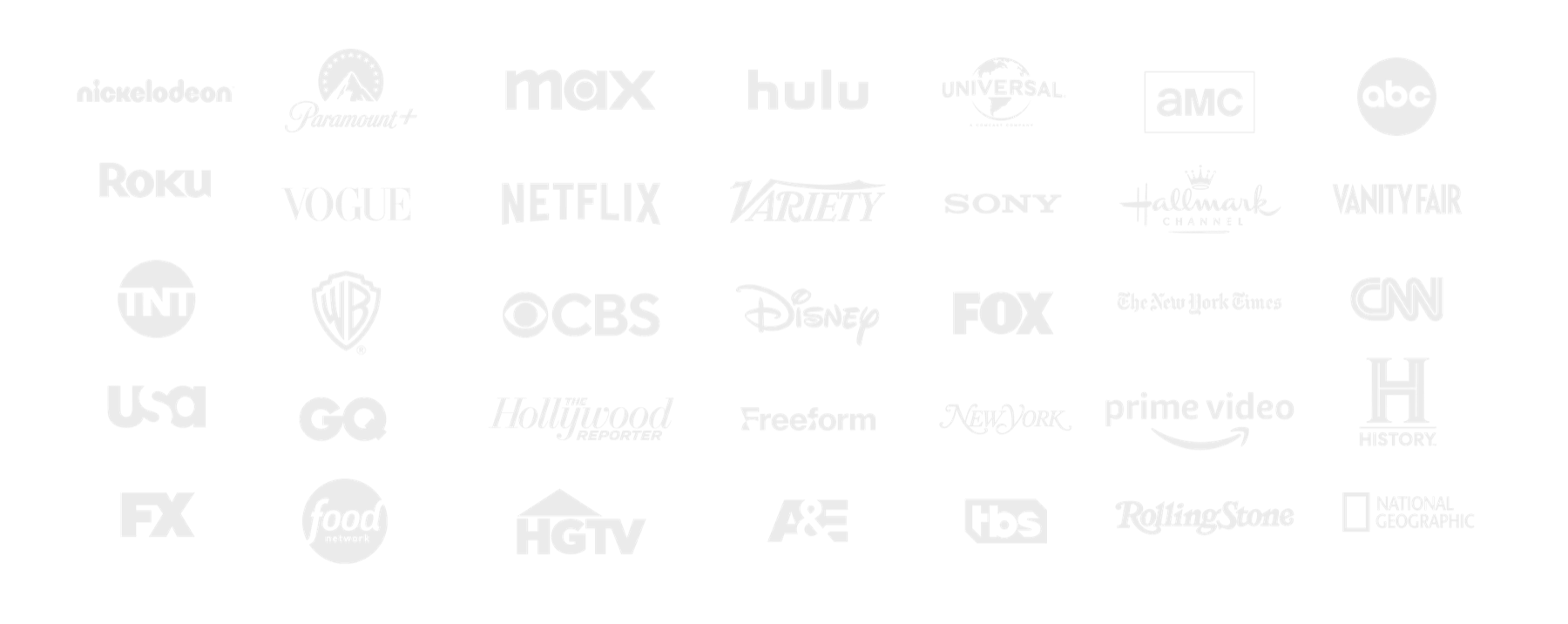 Brands MXCLA has worked with — including Netflix, Disney, HBO Max, Hulu, Prime Video, Paramount+, CBS, Sony, FX, National Geographic, Vogue, Variety, Rolling Stone, and more
